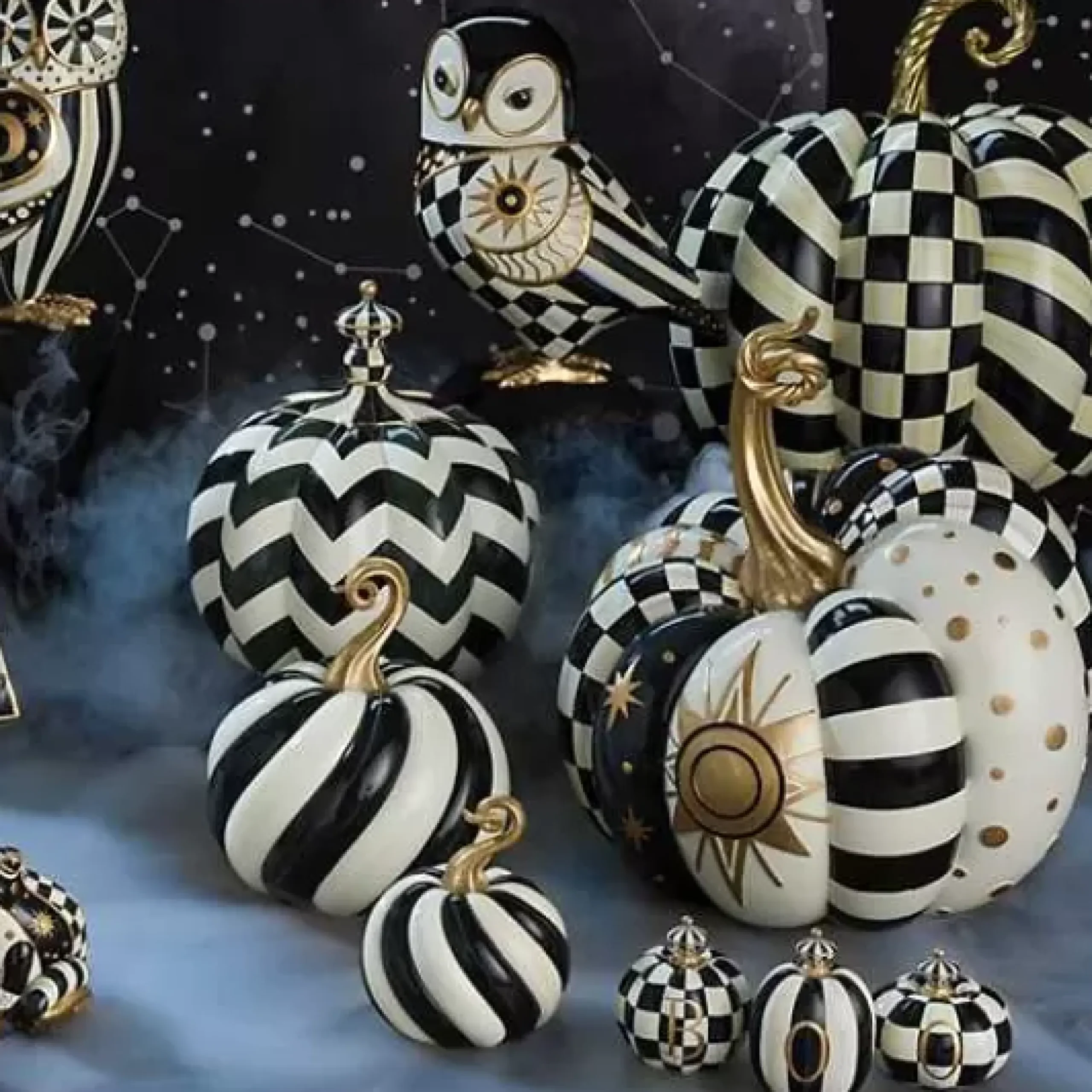 MacKenzie-Childs Courtly Twist Small Pumpkin< Pumpkins|The Halloween Shop