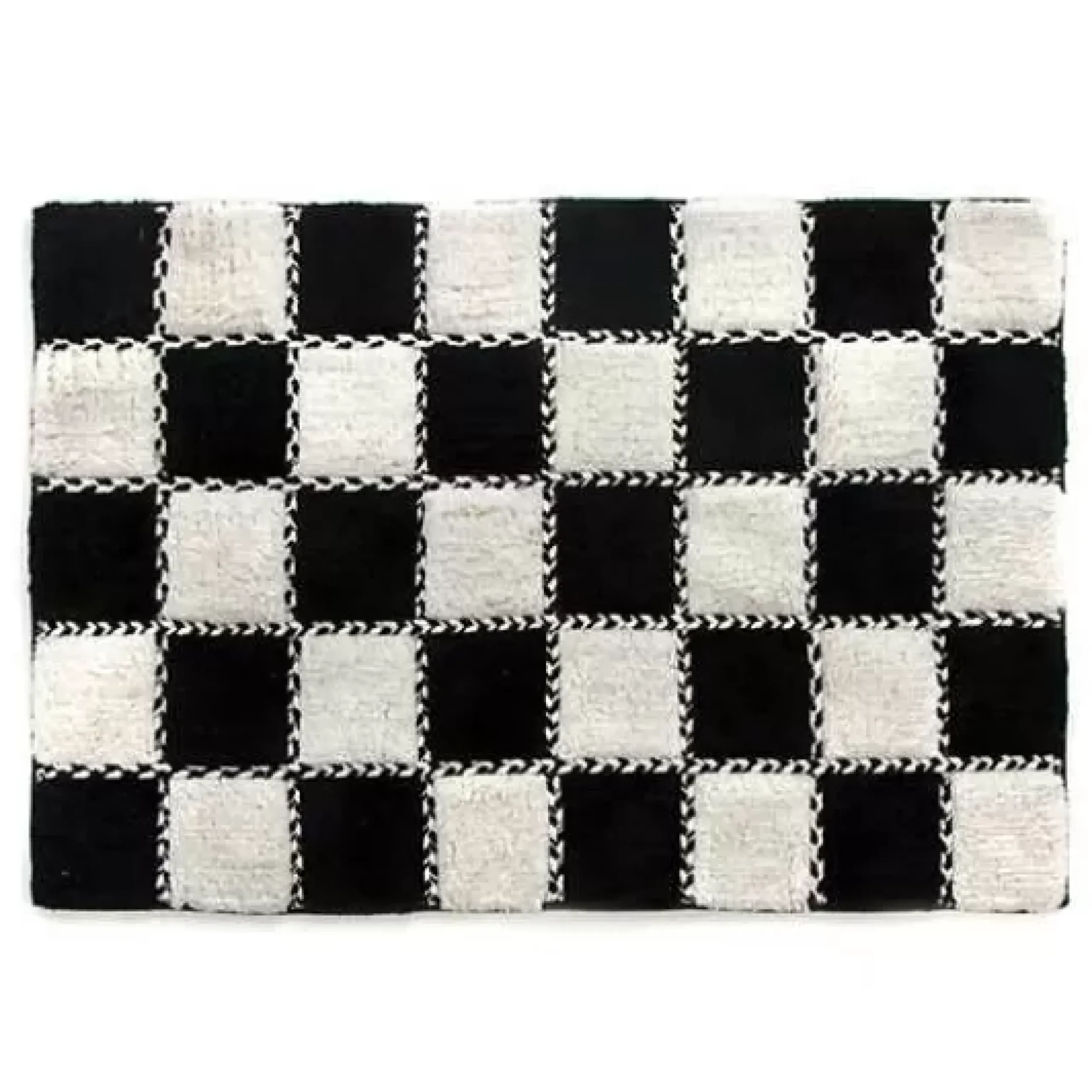 MacKenzie-Childs Covent Square Black White Bath Rug< Bath & Bath Accessories