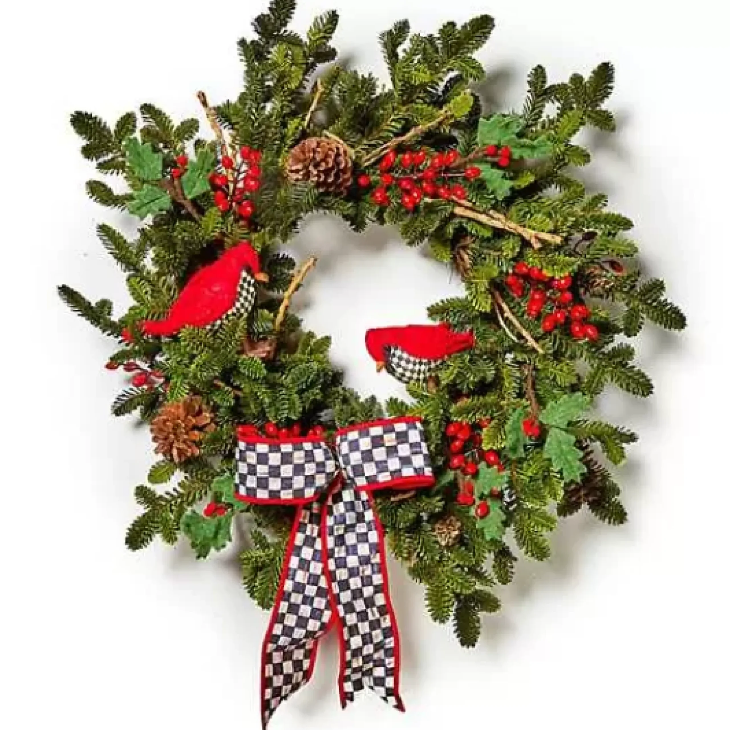MacKenzie-Childs Cozy Christmas Cardinal 29 Wreath< Greenery & Florals|Outdoor
