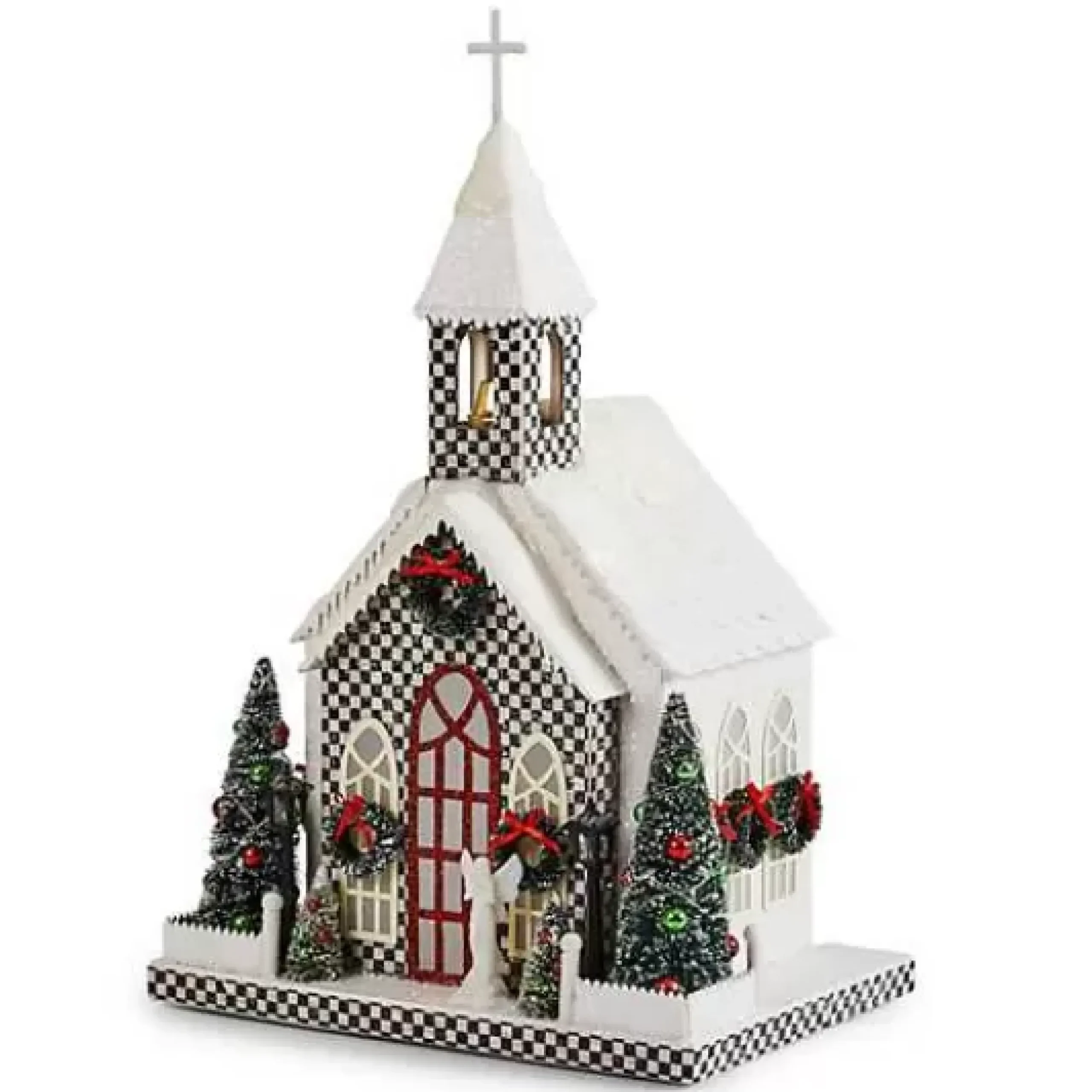 MacKenzie-Childs Cozy Christmas Illuminated Paper Church< Room Accents