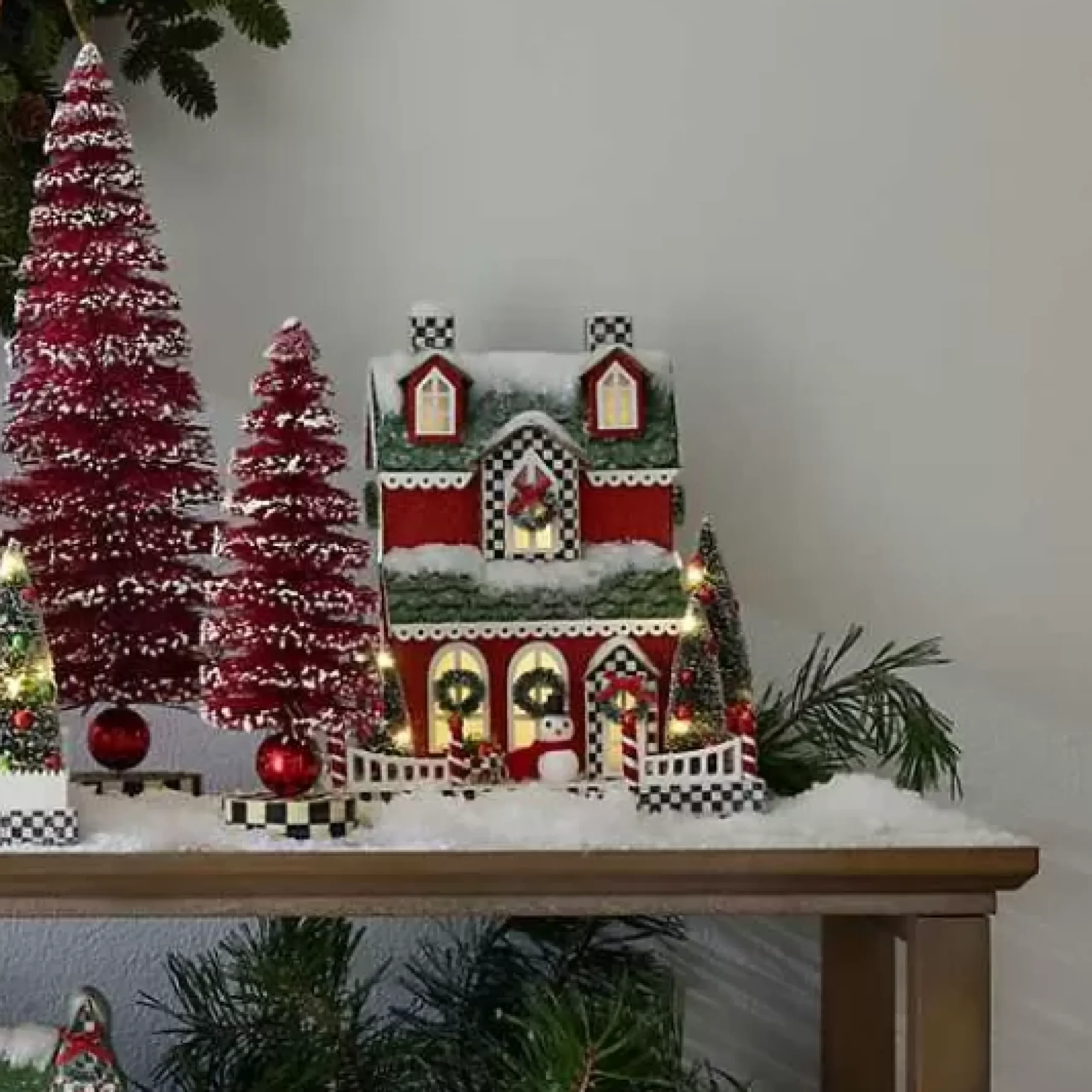 MacKenzie-Childs Cozy Christmas Illuminated Paper House< Room Accents