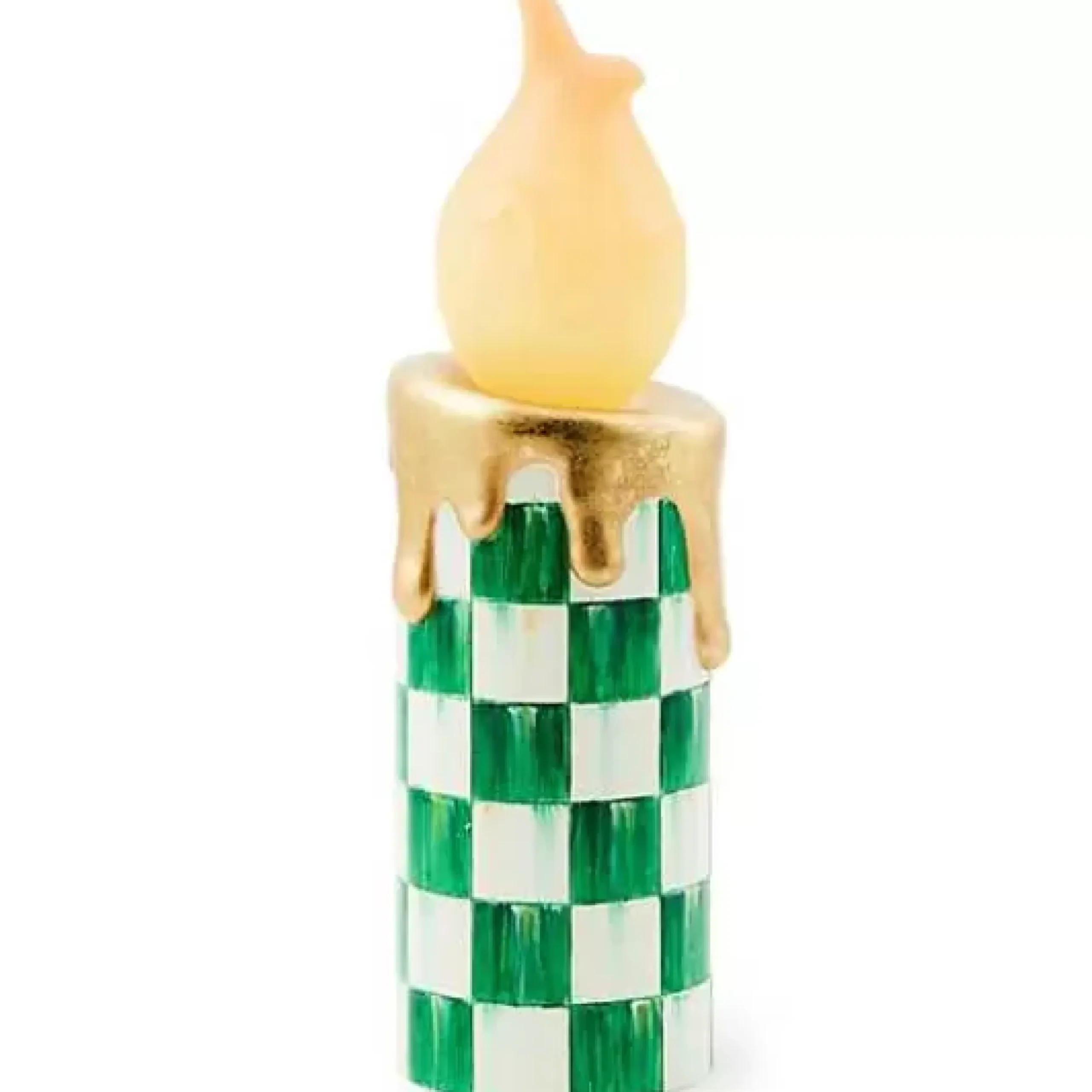 MacKenzie-Childs Cozy Christmas Illuminated Green Check Melting Candle< Candles & Fragrances