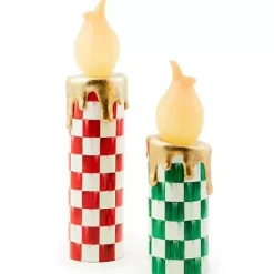 MacKenzie-Childs Cozy Christmas Illuminated Green Check Melting Candle< Candles & Fragrances