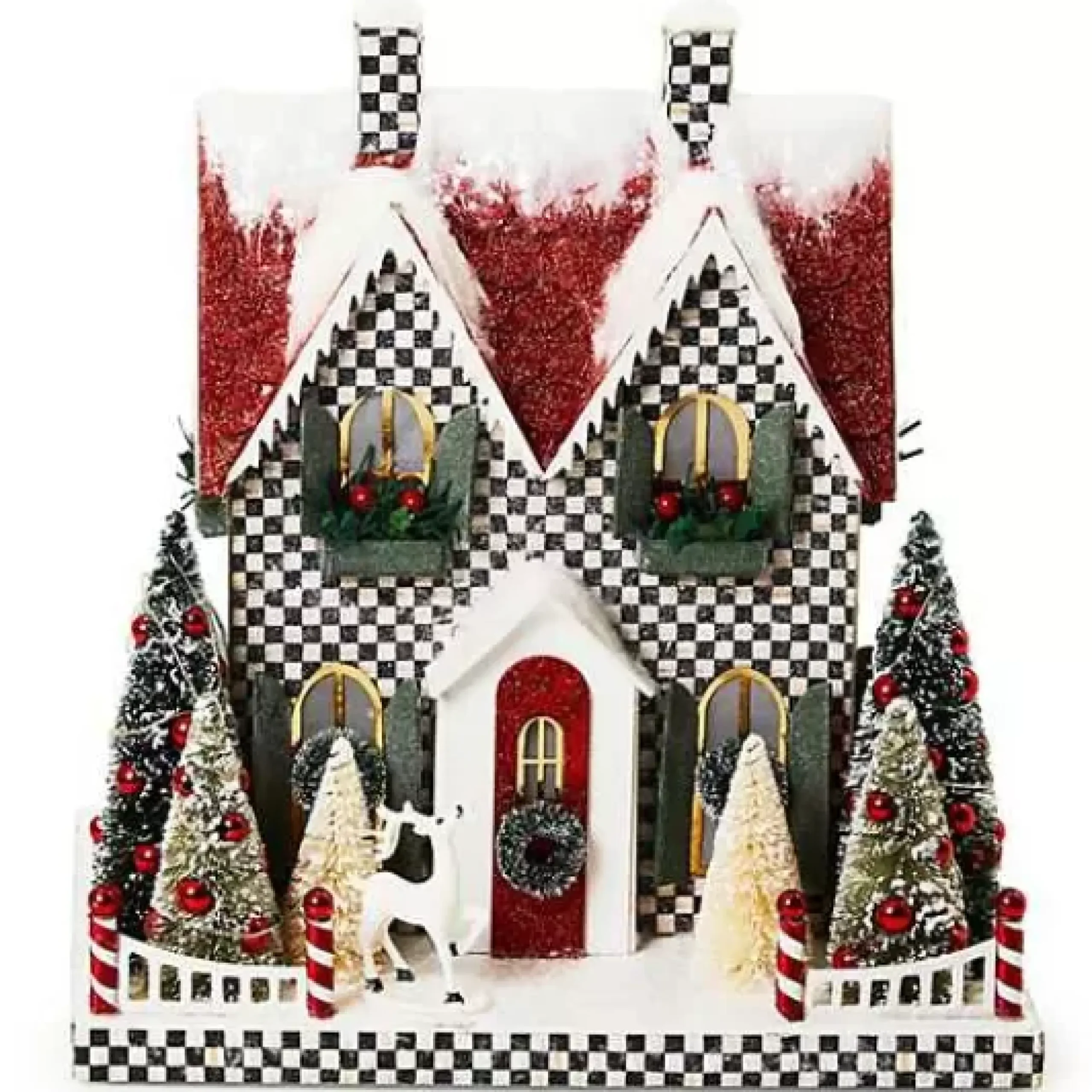 MacKenzie-Childs Cozy Christmas Illuminated Paper Cottage< Room Accents