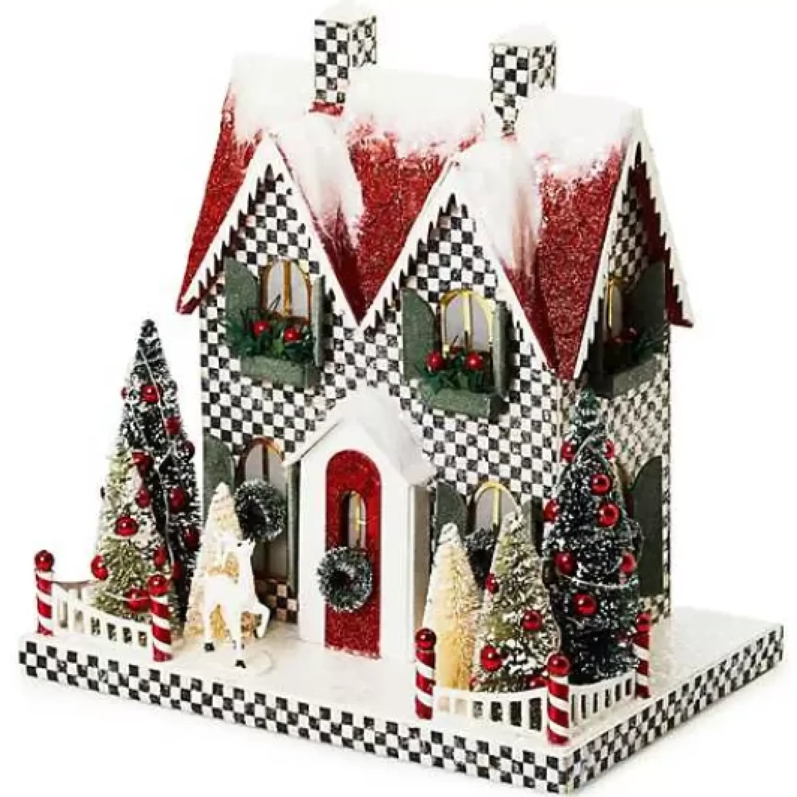 MacKenzie-Childs Cozy Christmas Illuminated Paper Cottage< Room Accents