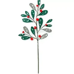 MacKenzie-Childs Cozy Christmas Mistletoe Spray Stem< Greenery & Florals