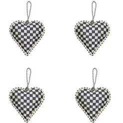 MacKenzie-Childs Cozy Christmas Patchwork Heart Ornaments, Set of 4< Holiday
