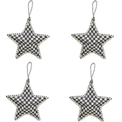 MacKenzie-Childs Cozy Christmas Patchwork Star Ornaments, Set of 4< Holiday
