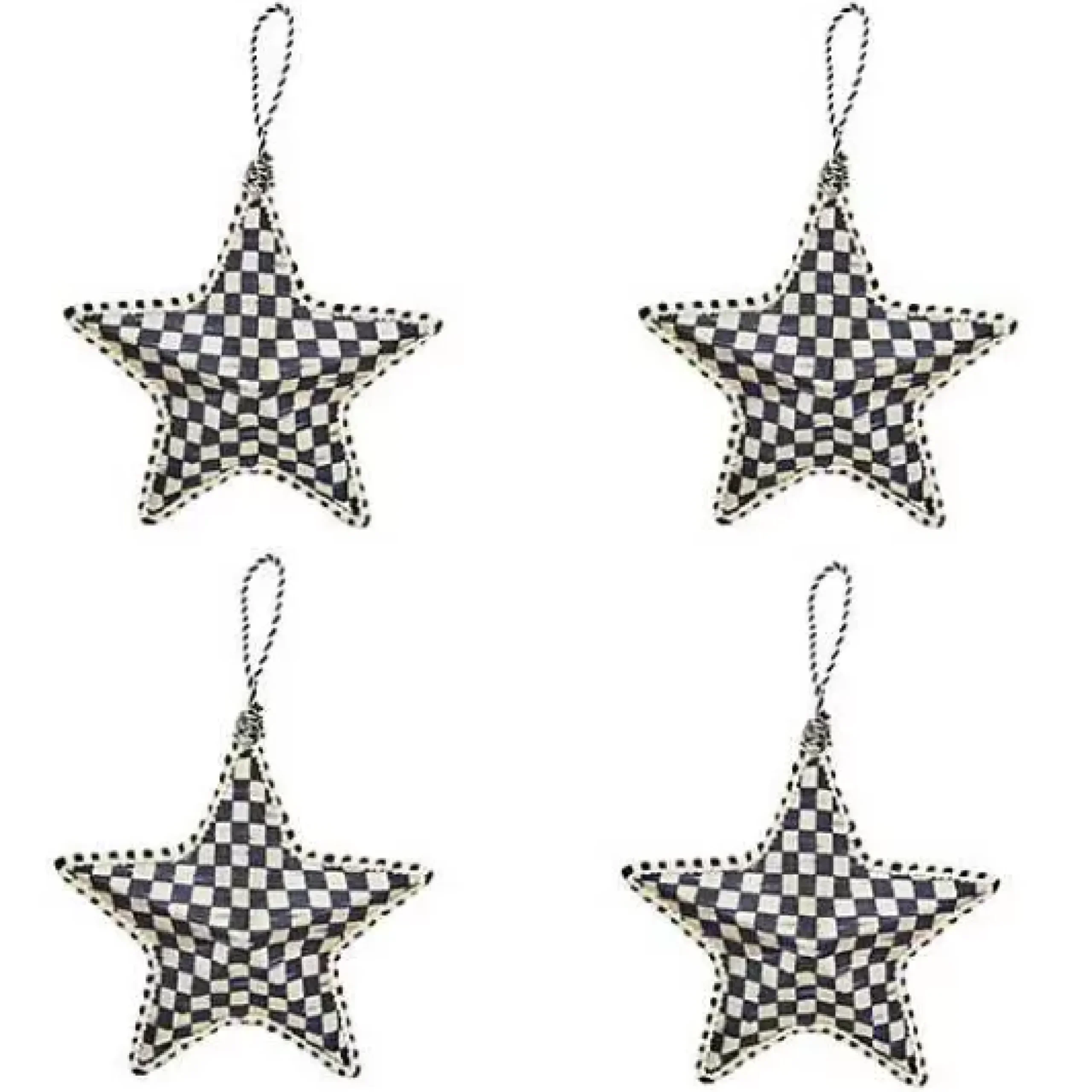 MacKenzie-Childs Cozy Christmas Patchwork Star Ornaments, Set of 4< Holiday