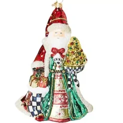 MacKenzie-Childs Cozy Christmas Santa Glass Ornament< Holiday
