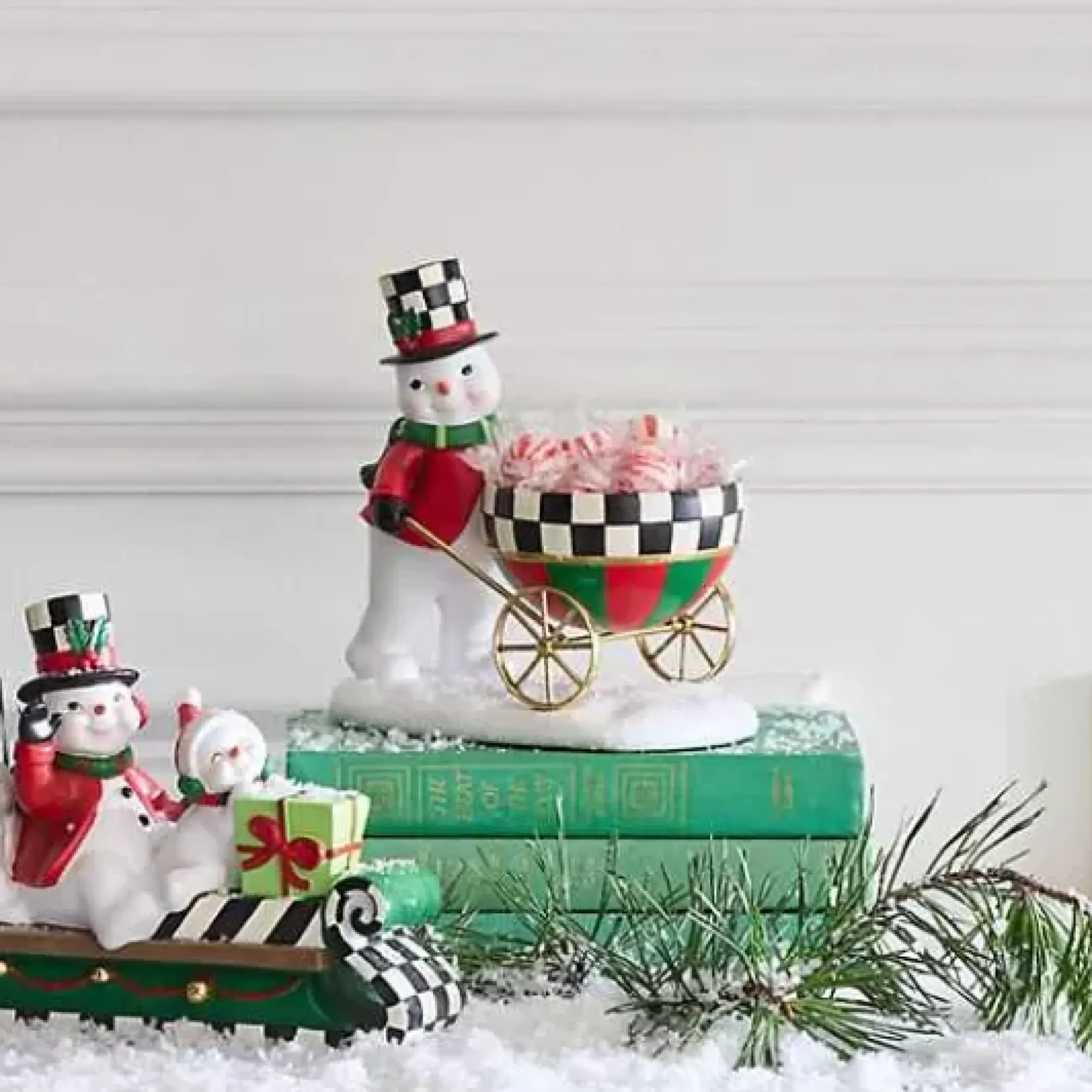MacKenzie-Childs Cozy Christmas Snowman Cart Bowl< Room Accents