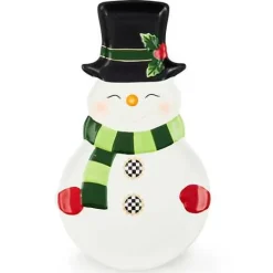 MacKenzie-Childs Cozy Christmas Snowman Cookie Plate< Serveware