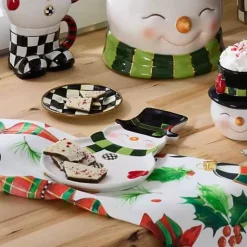 MacKenzie-Childs Cozy Christmas Snowman Cookie Plate< Serveware