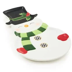 MacKenzie-Childs Cozy Christmas Snowman Cookie Plate< Serveware