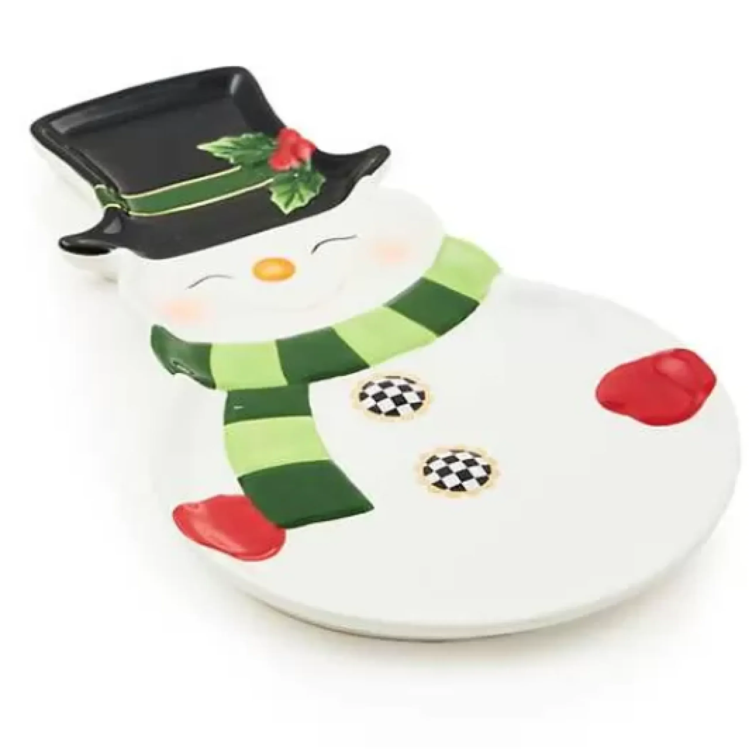 MacKenzie-Childs Cozy Christmas Snowman Cookie Plate< Serveware