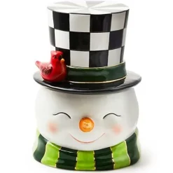 MacKenzie-Childs Cozy Christmas Snowman Cookie Jar< Holiday|Kitchen Storage & Organization