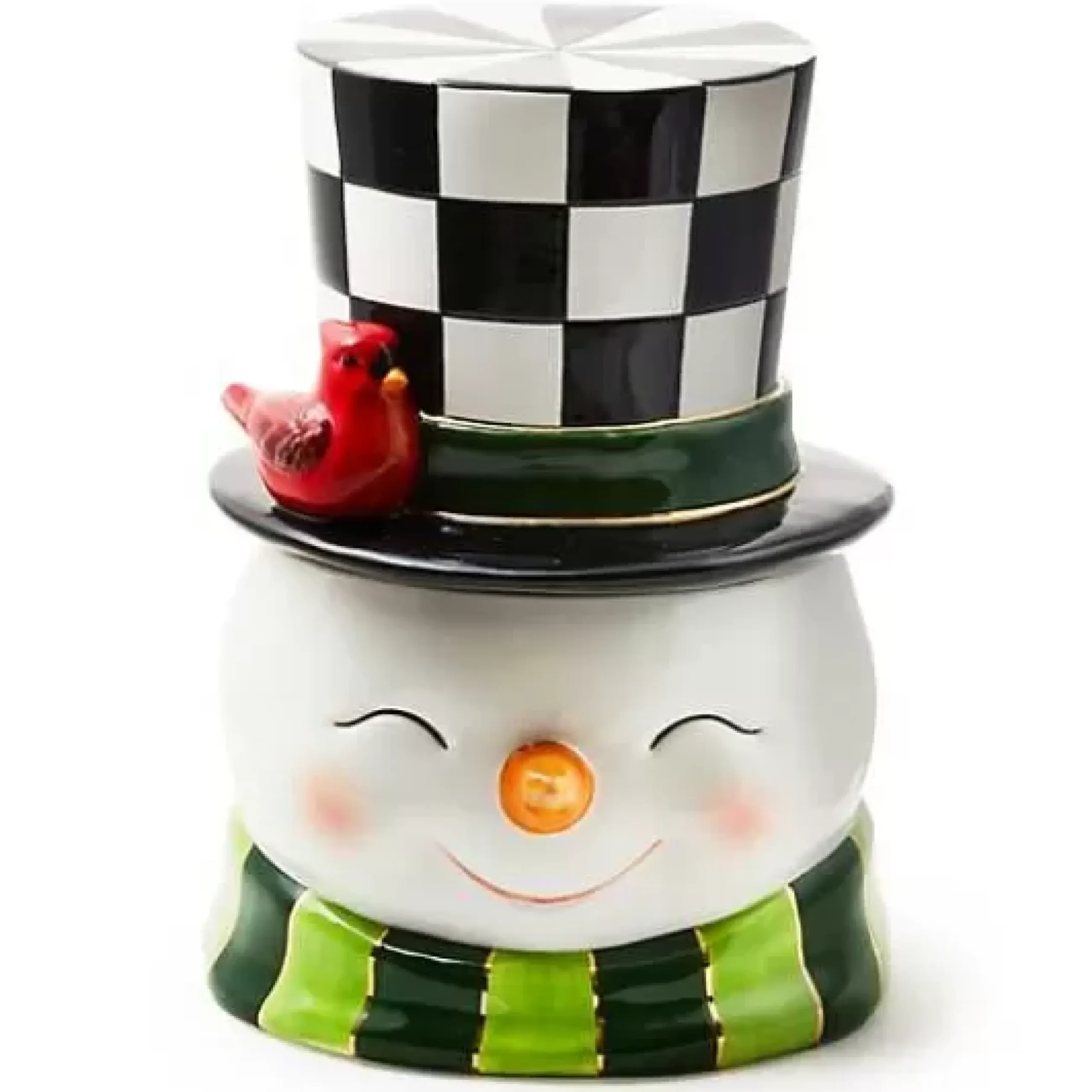 MacKenzie-Childs Cozy Christmas Snowman Cookie Jar< Holiday|Kitchen Storage & Organization