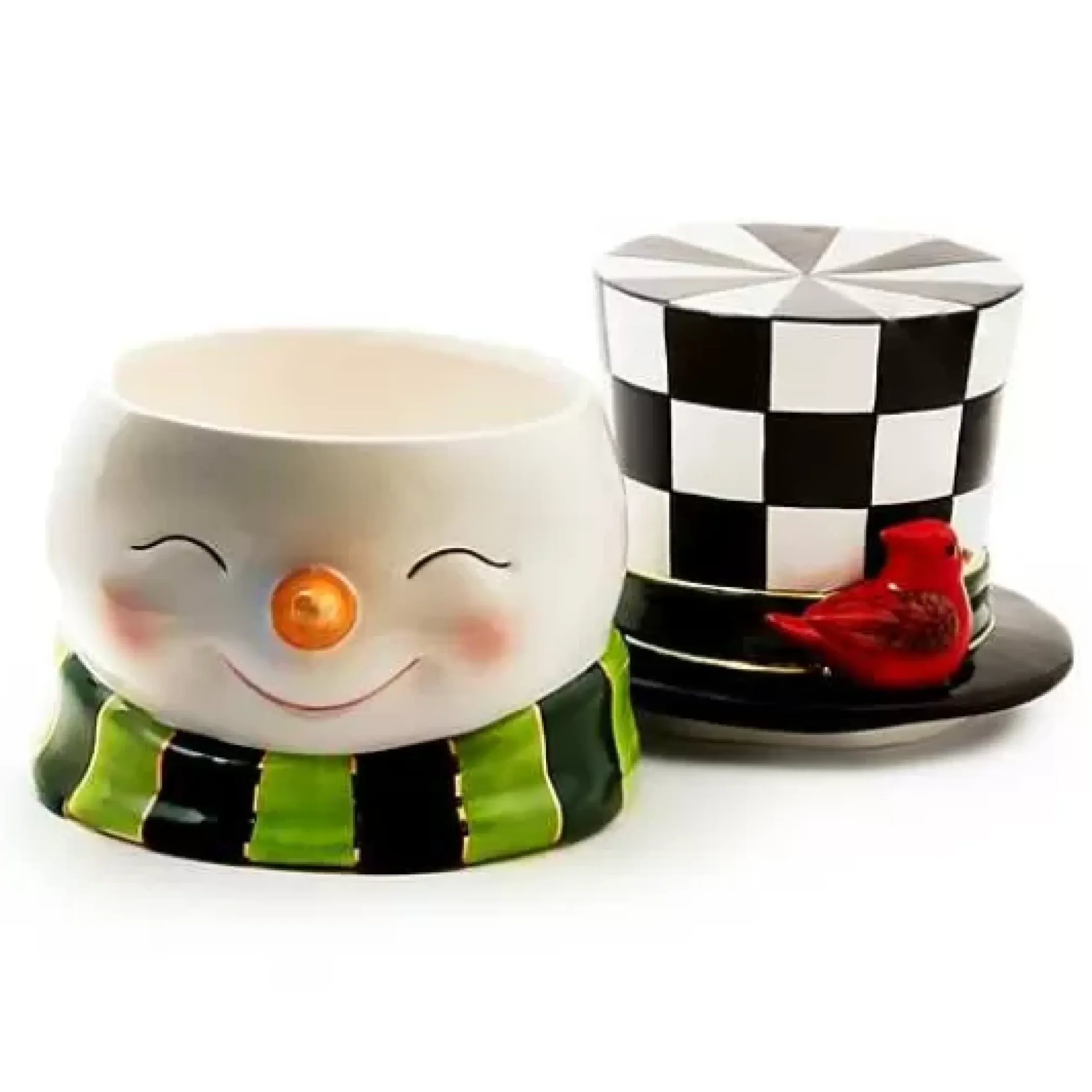 MacKenzie-Childs Cozy Christmas Snowman Cookie Jar< Holiday|Kitchen Storage & Organization