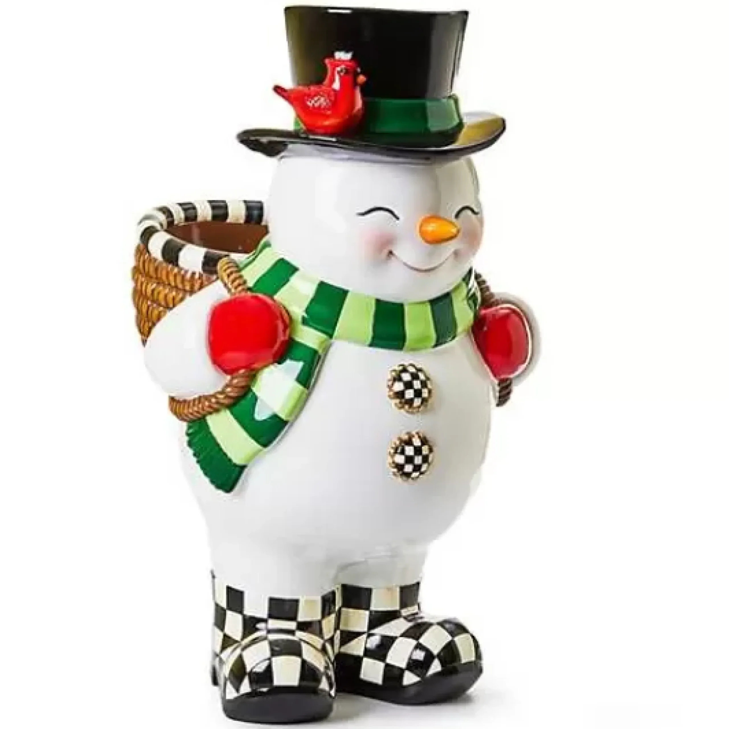 MacKenzie-Childs Cozy Christmas Snowman Planter< Outdoor