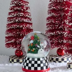 MacKenzie-Childs Cozy Christmas Snowman  Tree Snow Globe< Holiday|Room Accents
