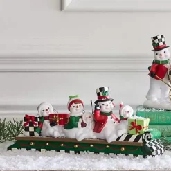 MacKenzie-Childs Cozy Christmas Snowmen Family Sledding Figurine< Holiday|Room Accents