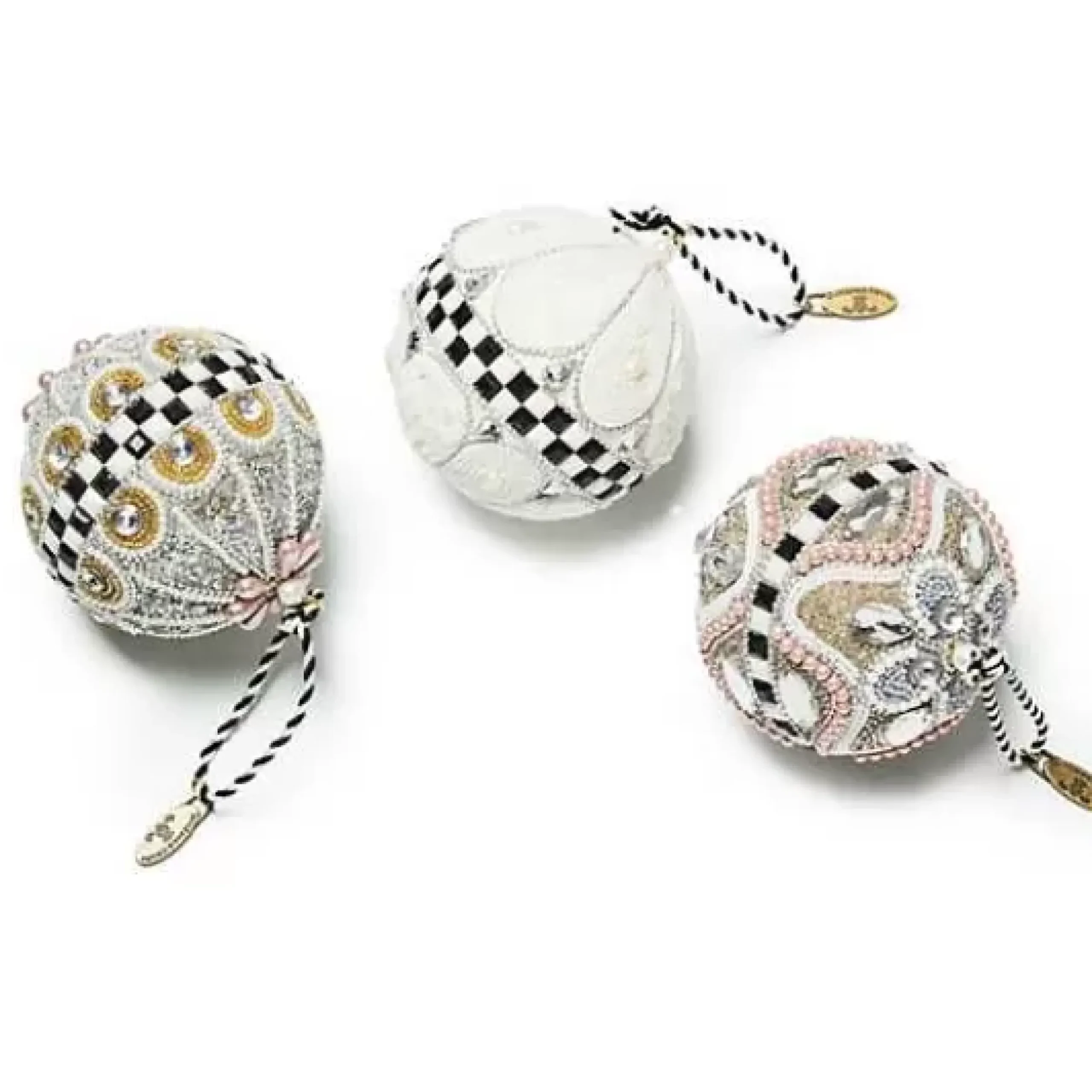 MacKenzie-Childs Crystal Palace Beaded Ball Ornaments, Set of 3< Holiday