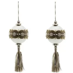 MacKenzie-Childs Crystal Palace Pearl 5 Ball Tassels, Set of 2< Decor Sets|Room Accents