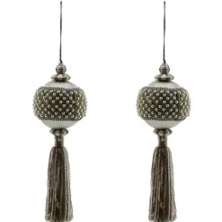 MacKenzie-Childs Crystal Palace Pearl 4 Ball Tassels, Set of 2< Decor Sets|Room Accents