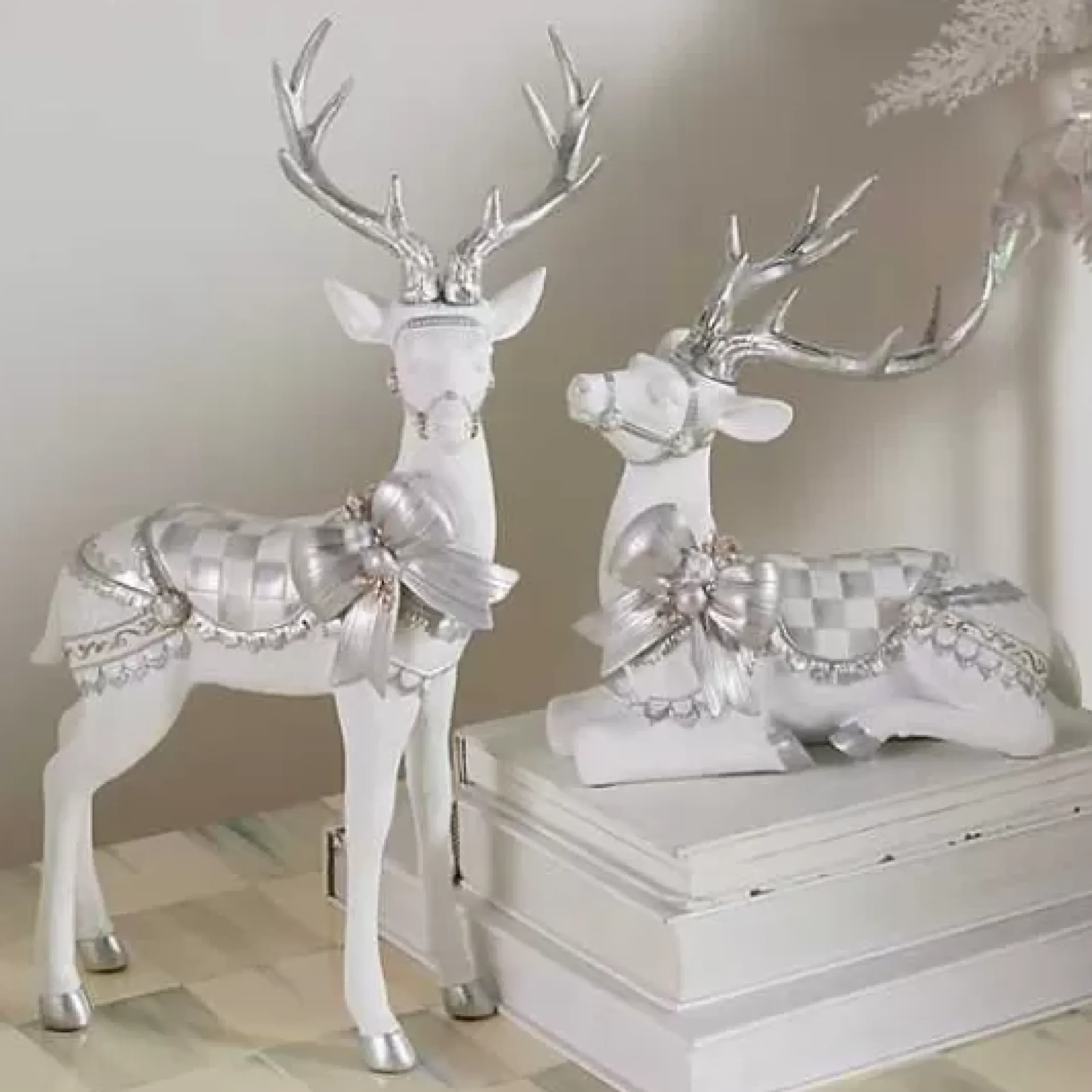 MacKenzie-Childs Crystal Palace Resting White Deer< Room Accents
