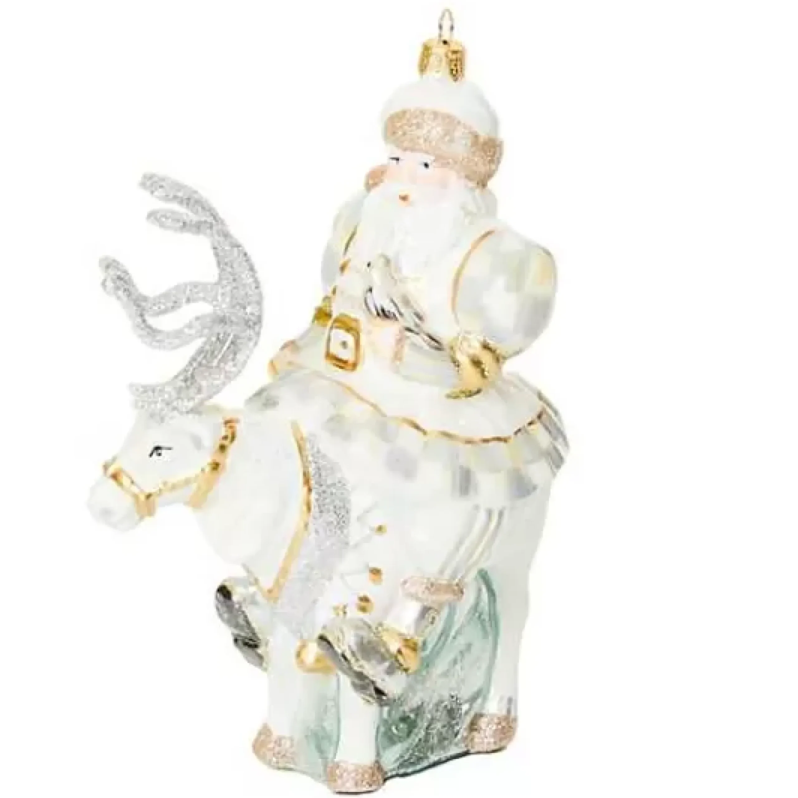 MacKenzie-Childs Crystal Palace Santa on Reindeer Glass Ornament< Holiday