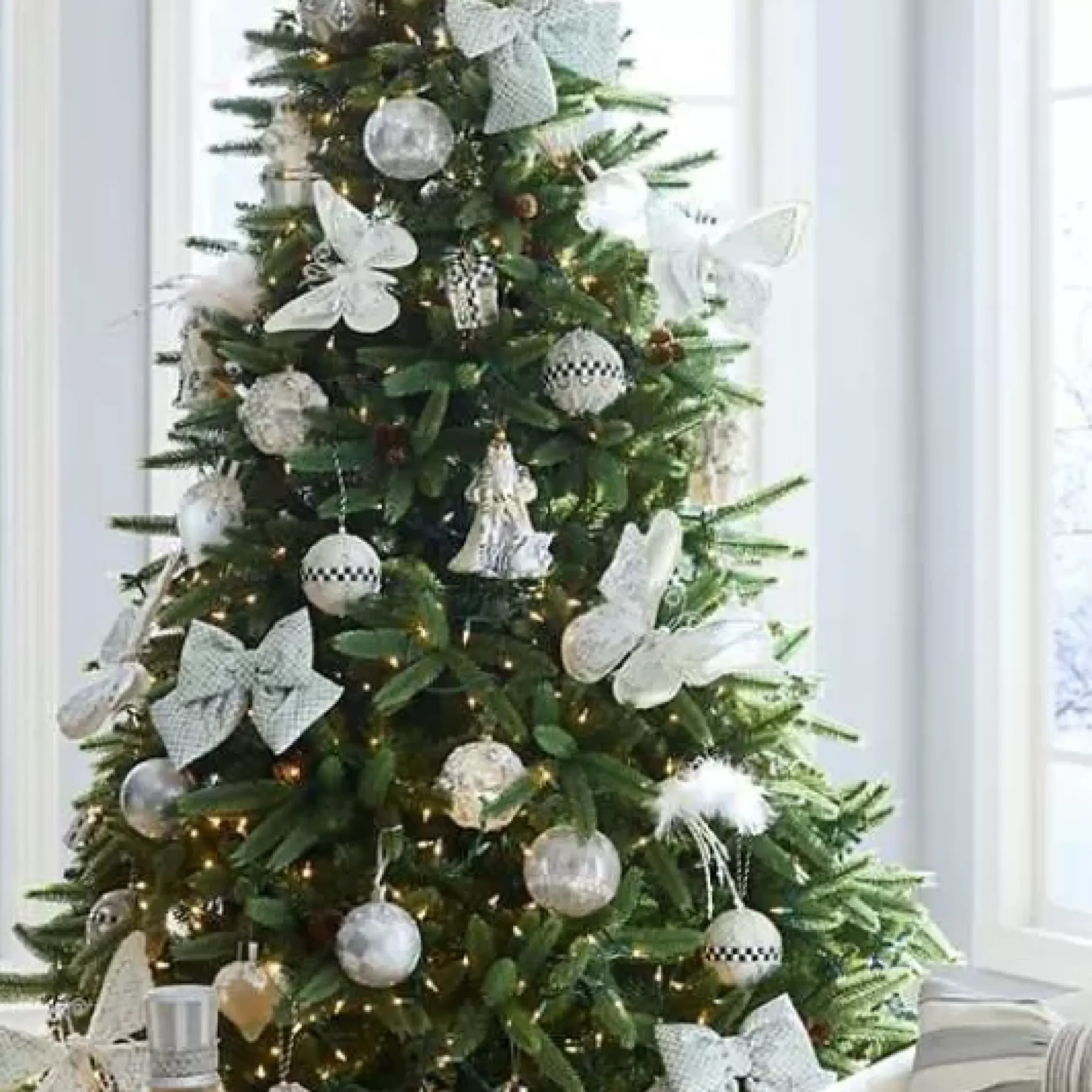 MacKenzie-Childs Crystal Palace Swan Glass Ball Ornaments, Set of 4< Holiday