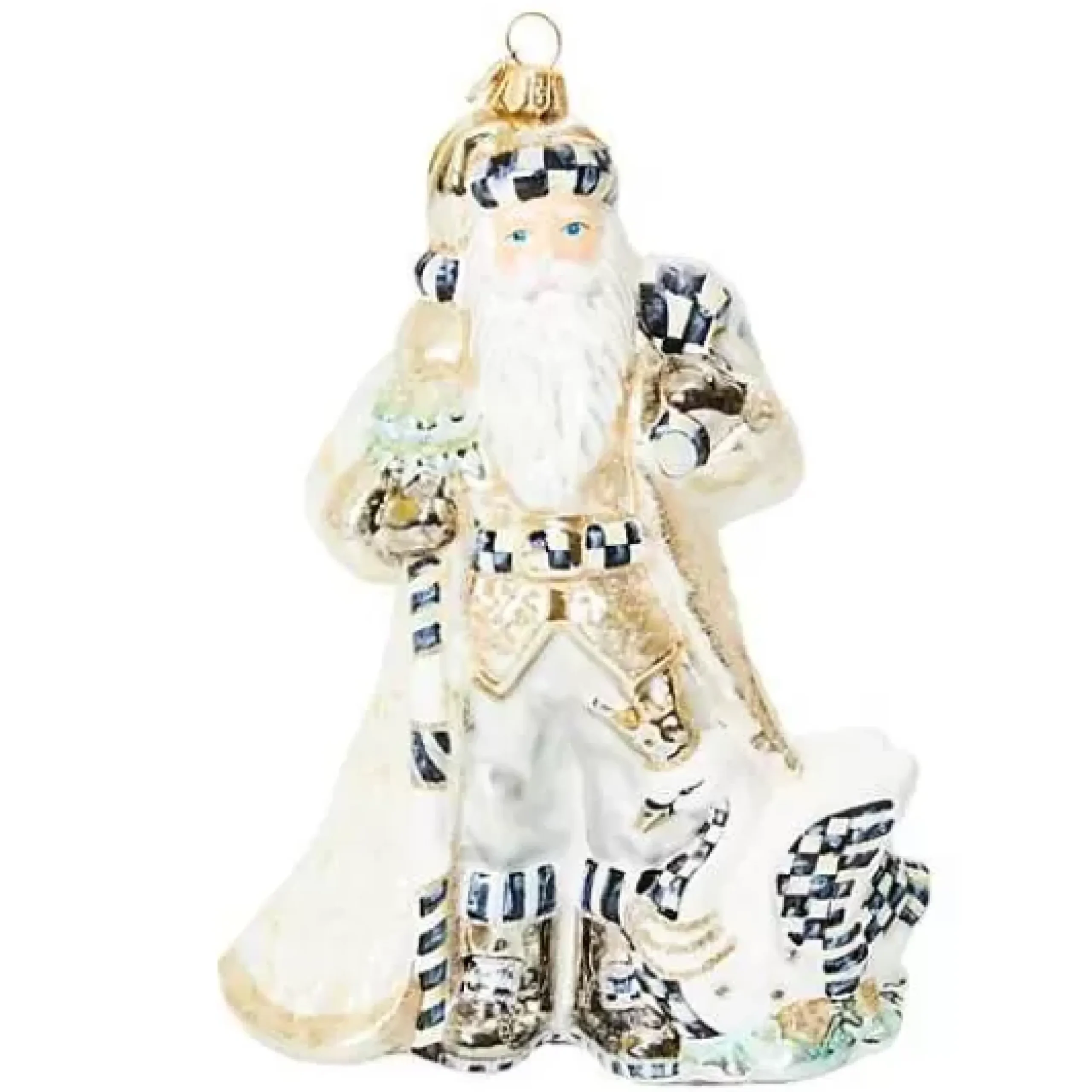 MacKenzie-Childs Crystal Palace Swan Santa Glass Ornament< Holiday