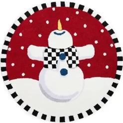 MacKenzie-Childs Dancing Snowman 3' Round Rug< Holiday|Rugs