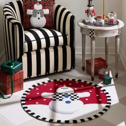 MacKenzie-Childs Dancing Snowman 3' Round Rug< Holiday|Rugs