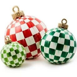 MacKenzie-Childs Dark Green Check Tabletop Ornament< Room Accents