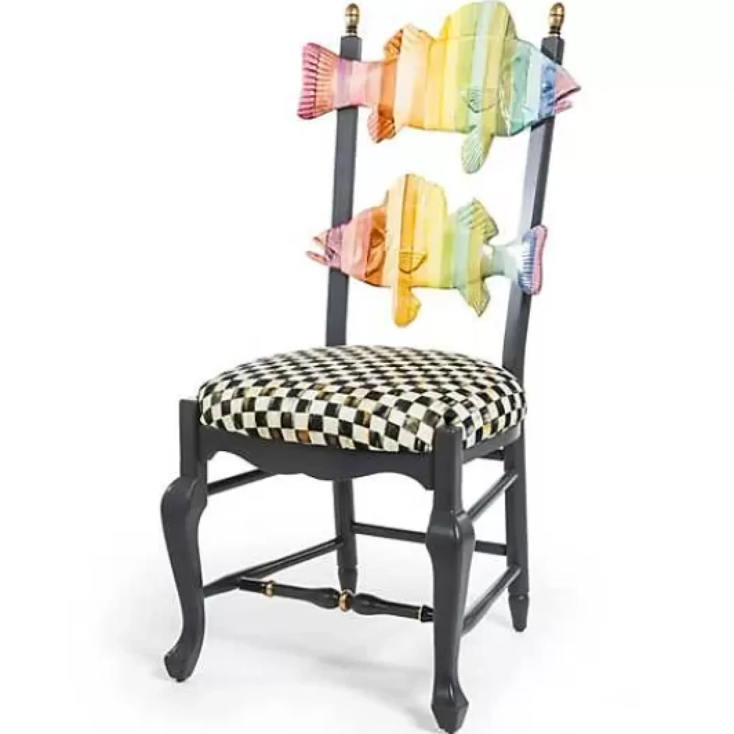 MacKenzie-Childs Dark Rainbow Fish Chair< Dining Room & Kitchen