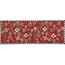 MacKenzie-Childs Deck the Halls Red Beaded Table Runner< Table Accessories|Kitchen & Table Linens