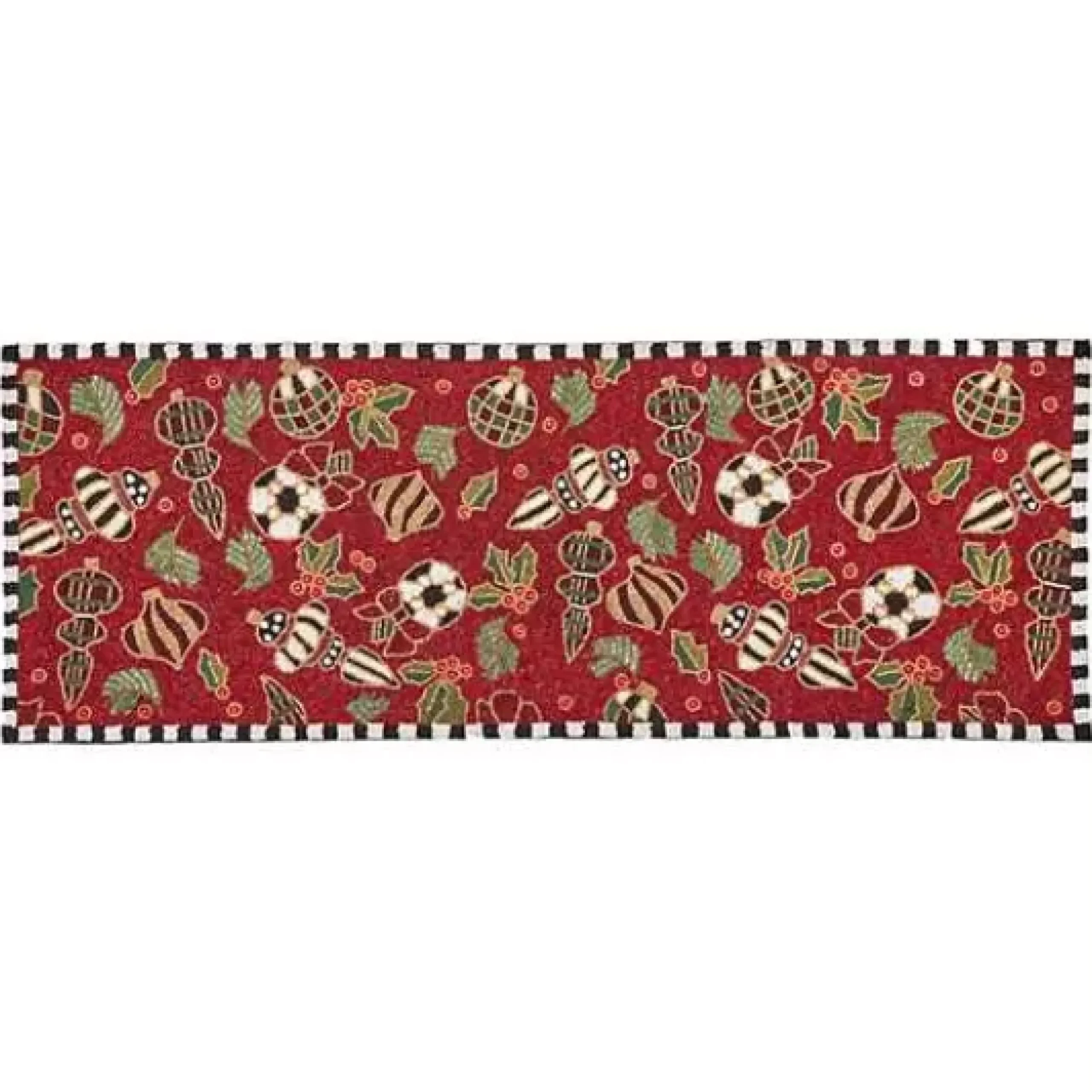 MacKenzie-Childs Deck the Halls Red Beaded Table Runner< Table Accessories|Kitchen & Table Linens