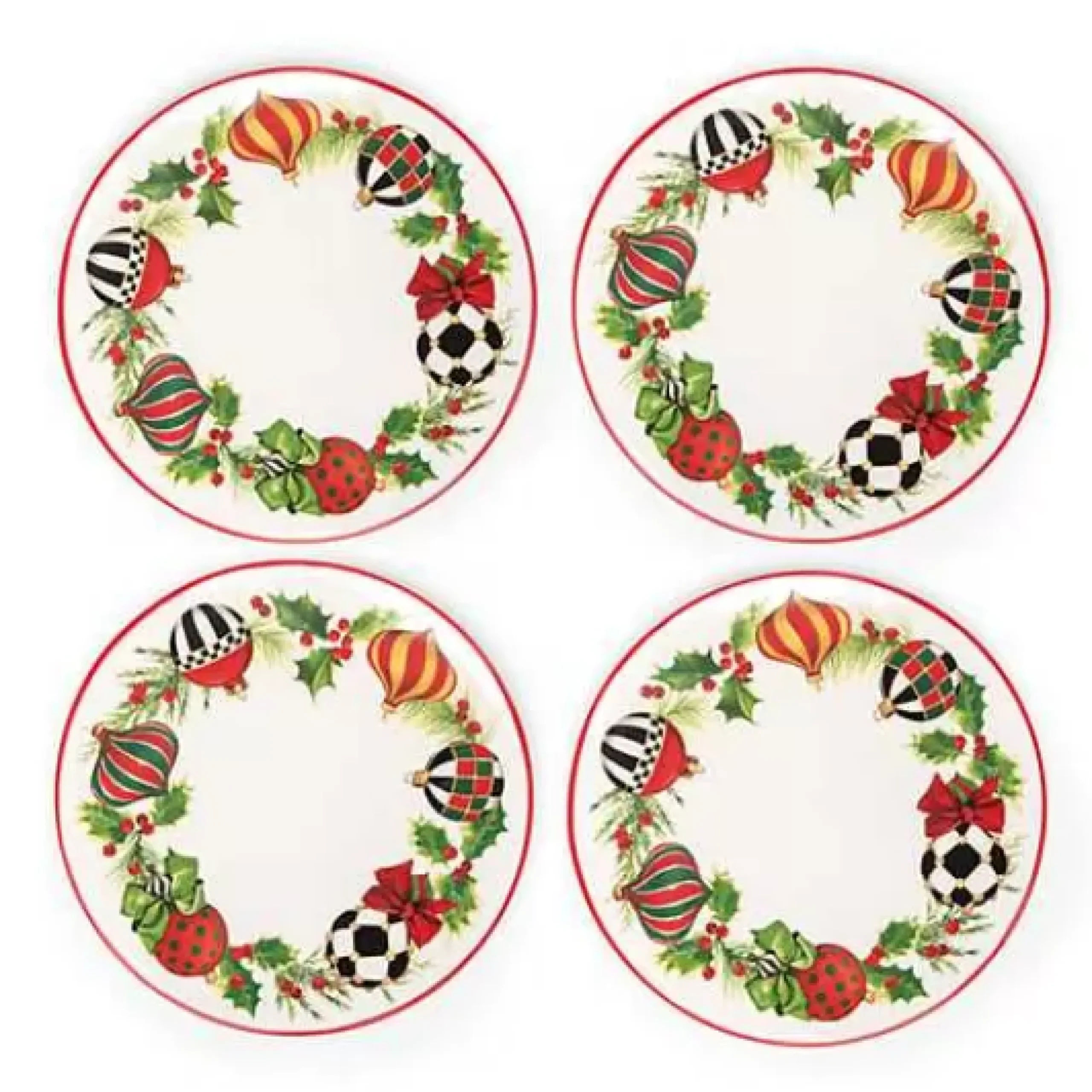 MacKenzie-Childs Deck the Halls Salad Plates, Set of 4< Holiday|Serveware