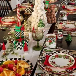 MacKenzie-Childs Deck the Halls Salad Plates, Set of 4< Holiday|Serveware