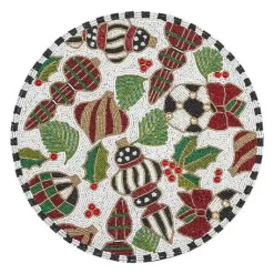 MacKenzie-Childs Deck the Halls White Beaded Placemat< Holiday|Table Accessories