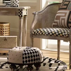 MacKenzie-Childs Diamond and Dot Footstool< Living Room
