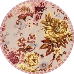 MacKenzie-Childs Dusty Rose Floral 6' Round Rug< Rugs
