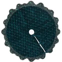MacKenzie-Childs Emerald Beaded Holiday Tree Skirt< Holiday|Room Accents