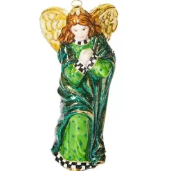 MacKenzie-Childs Emerald Luxe Angel Glass Ornament< Holiday