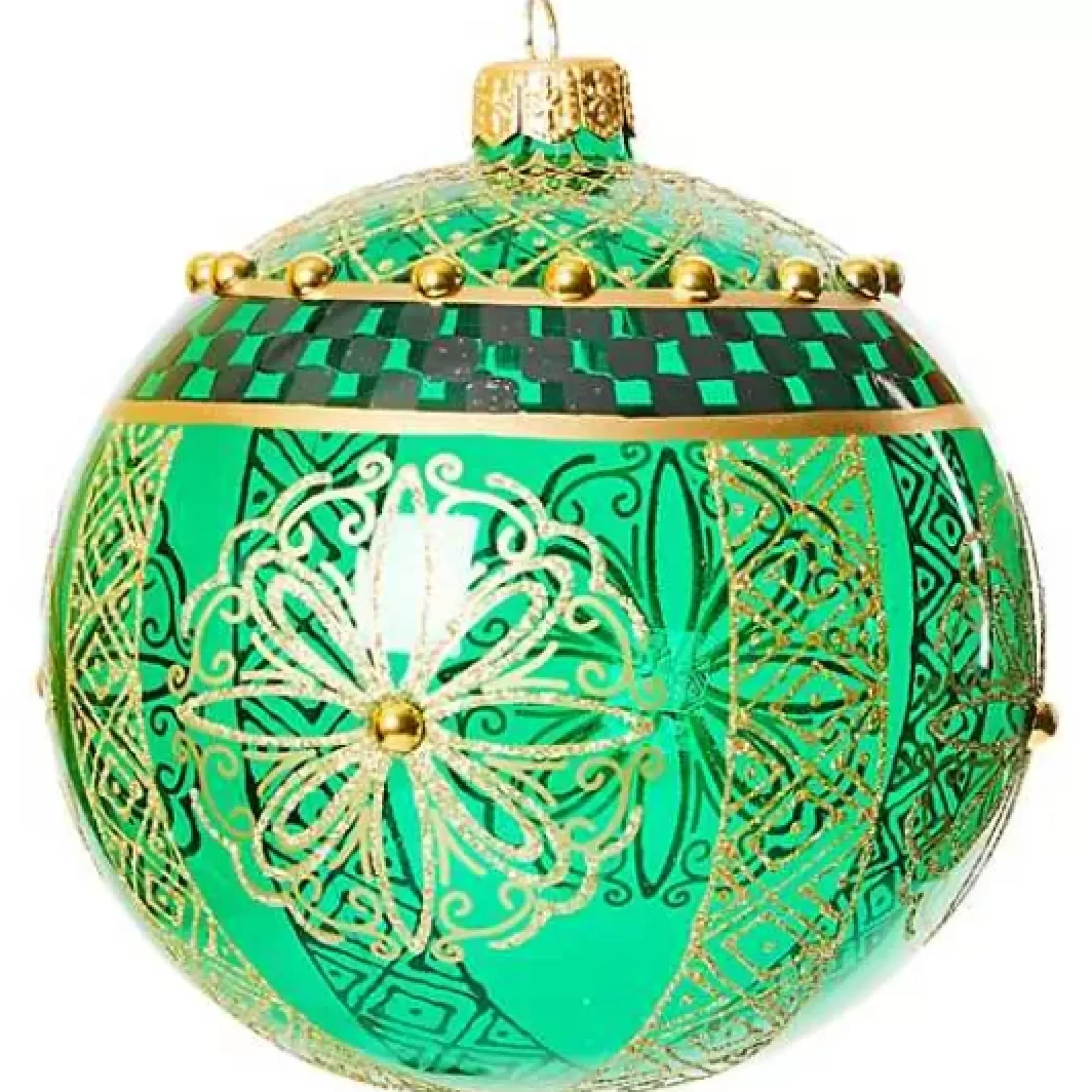 MacKenzie-Childs Emerald Luxe Ball Glass Ornament< Holiday