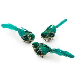 MacKenzie-Childs Emerald Luxe Bird Clips, Set of 3< Finishing Touches