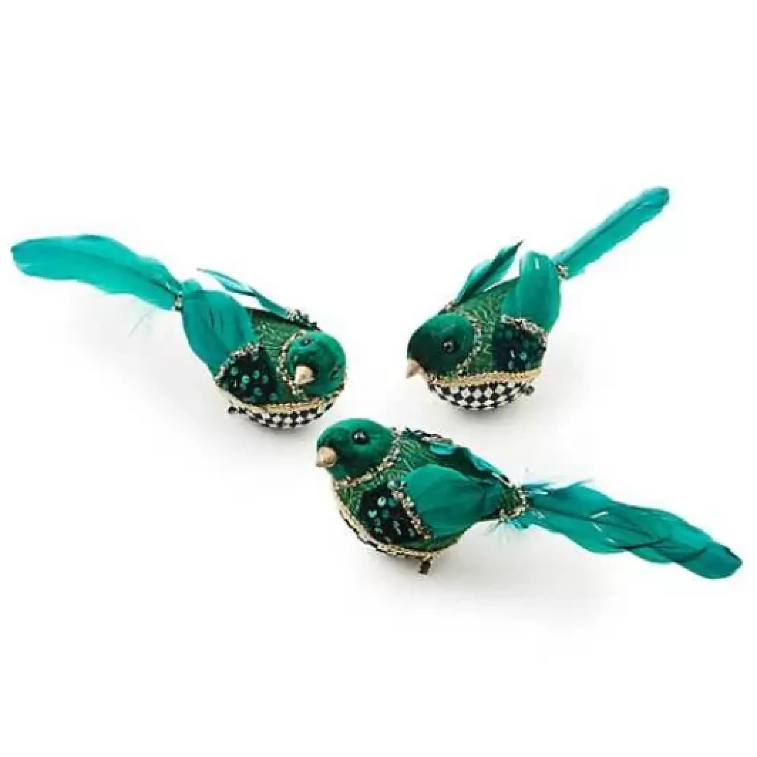 MacKenzie-Childs Emerald Luxe Bird Clips, Set of 3< Finishing Touches