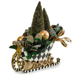 MacKenzie-Childs Emerald Luxe Illuminated Sleigh Centerpiece< Greenery & Florals|Table Accessories
