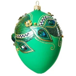 MacKenzie-Childs Emerald Luxe Oval Ball Glass Ornament< Holiday